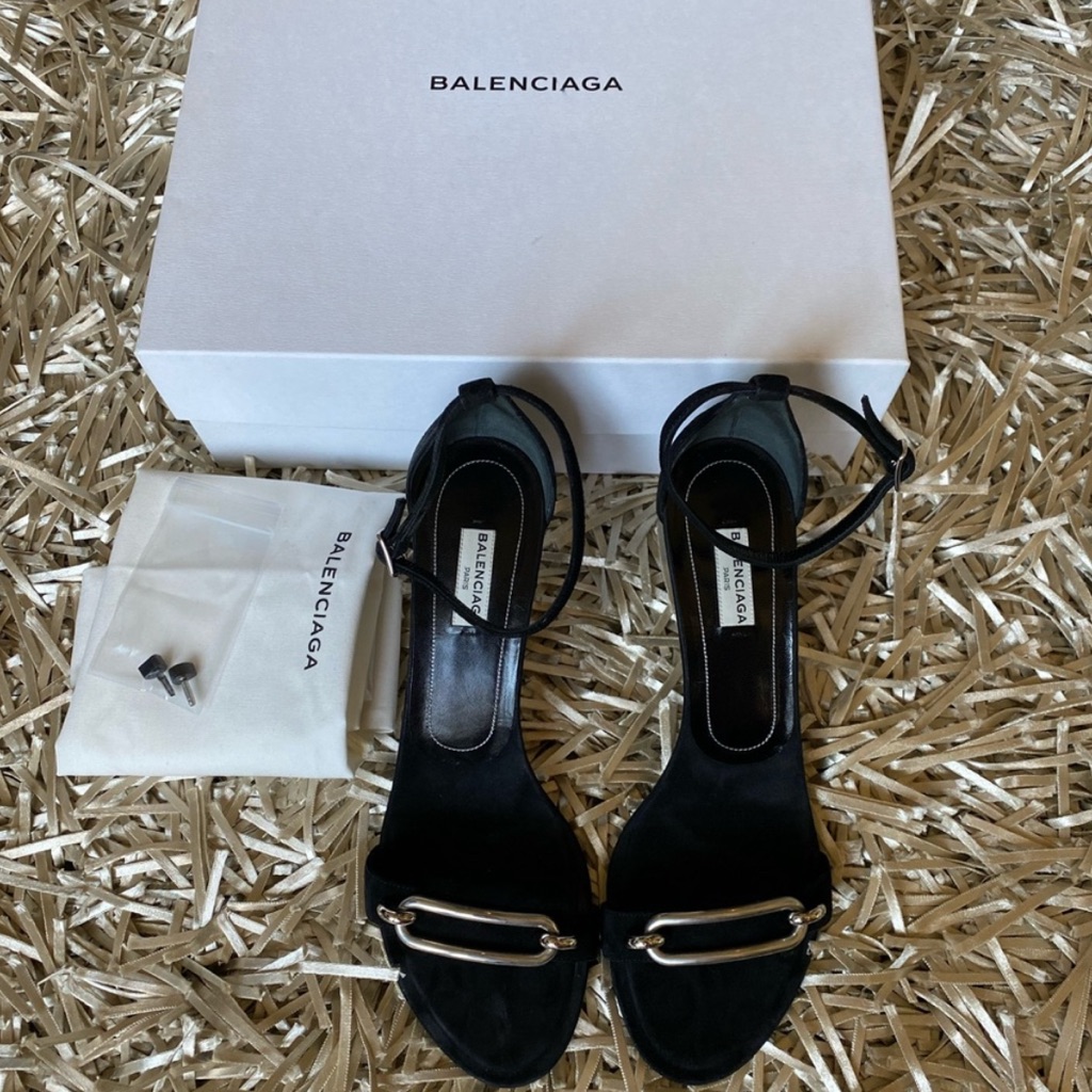 Like New With Dustbag & Box!! Balenciaga Suede & Palladium Buckle Stilettos